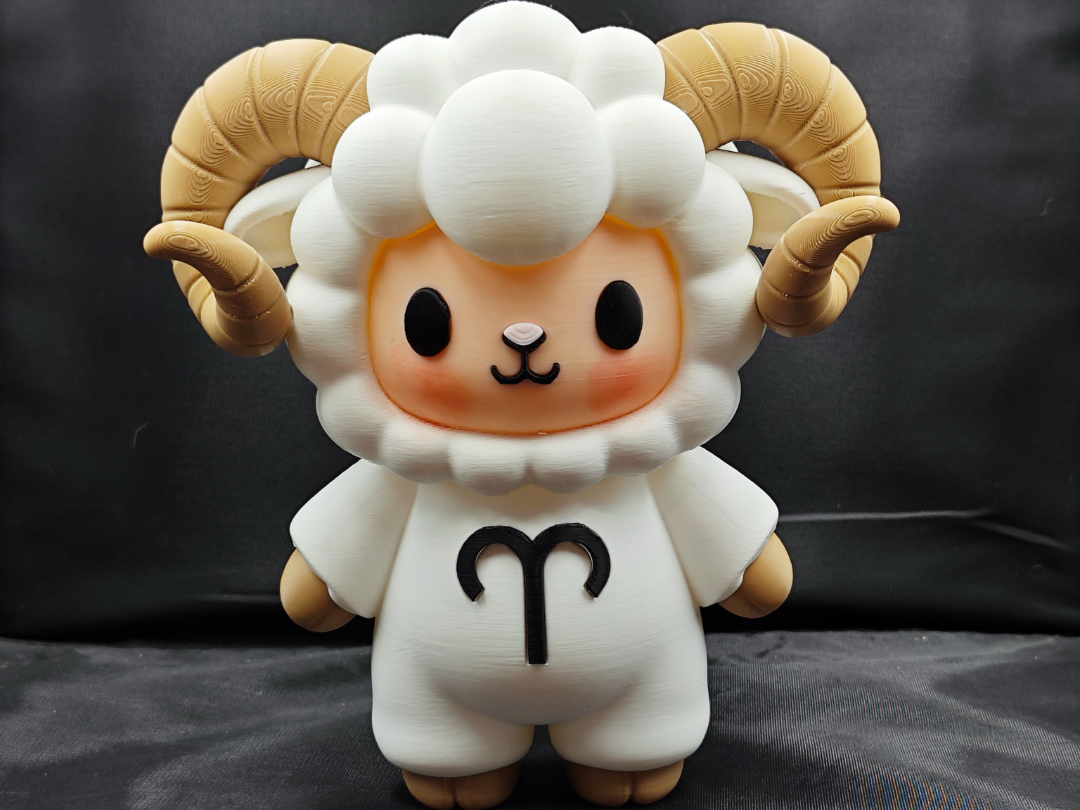 Miniatura 1 do modelo 3D 白羊座 白羊 白羊座标志 十二星座 盲盒 娃娃 公仔 模型 手办白羊座星座 拆件分色 免AMS