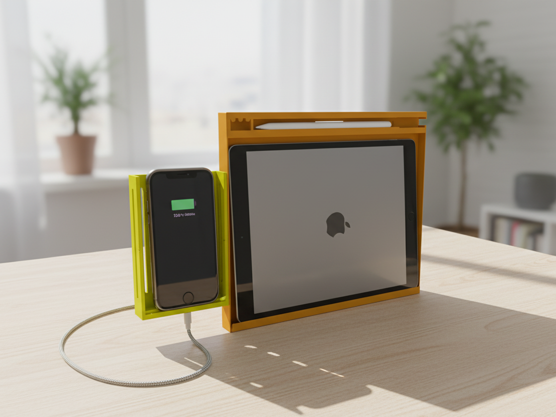 Miniatura 1 do modelo 3D 多功能IPAD工作台、简易平板工作台（10.2英寸）、平板手机充电工作支架