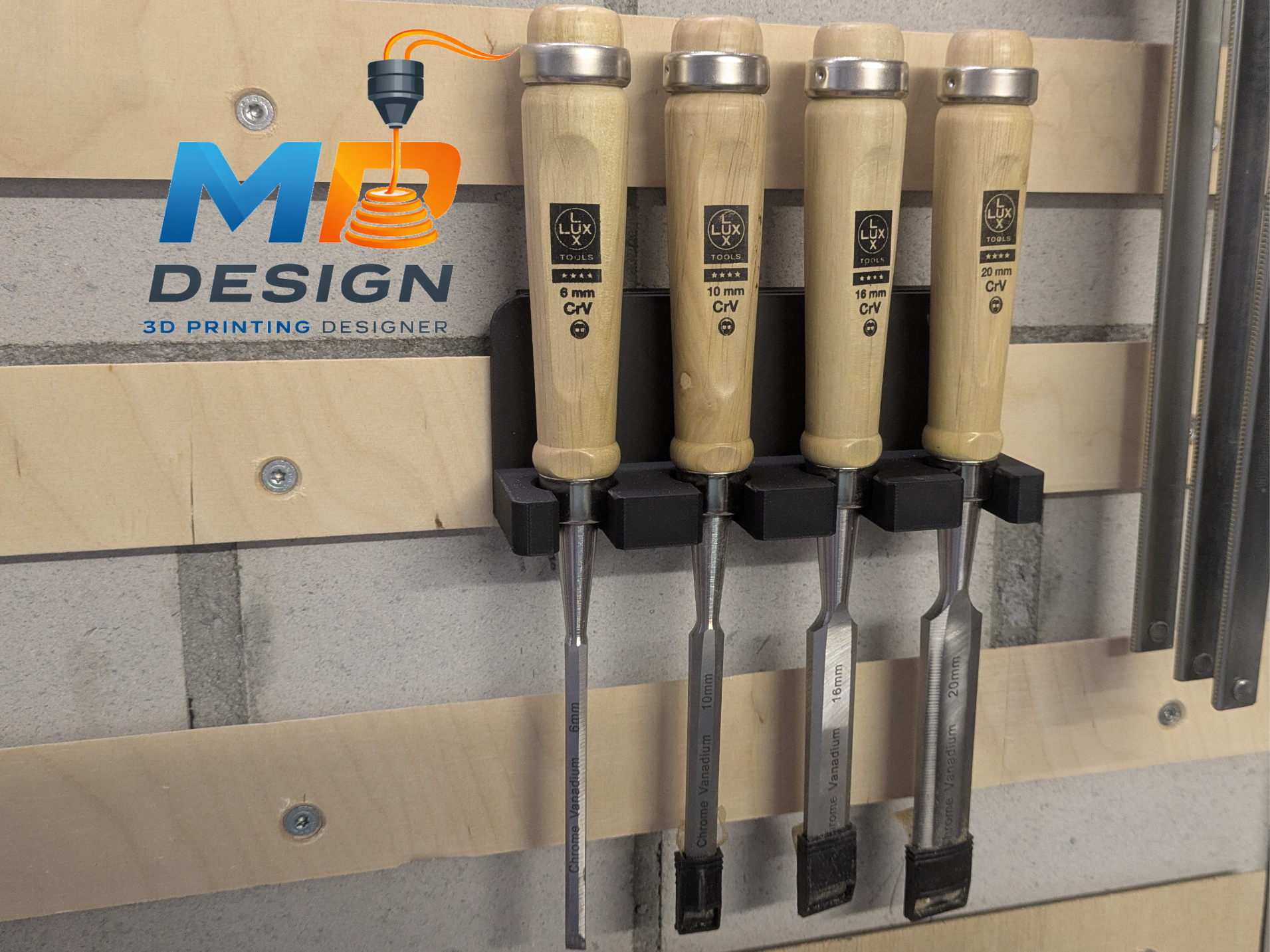 Chisel Holder, 4 Chisels, French Cleat/Wall Mount
