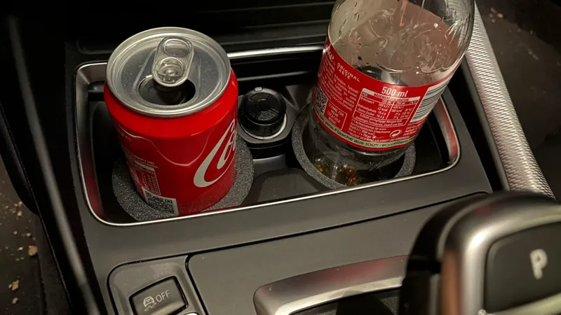 BMW F23 cupholder adapter for cans and slim 0,5L bottles