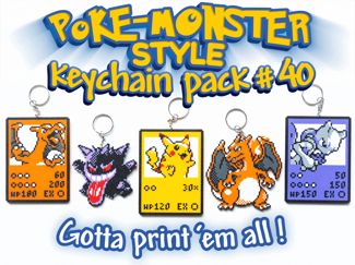 Poke-Monster Keychain Pack #40 Charizard Gengar
