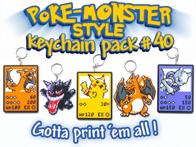 Poke-Monster Keychain Pack #40 Charizard Gengar