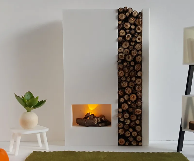 Modern Miniature Fireplace 1/12 Scale