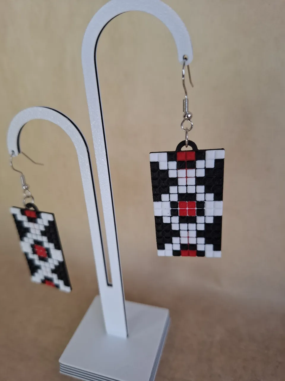 Guardian Pattern Earrings Minimal Folk Pixel Style view 2