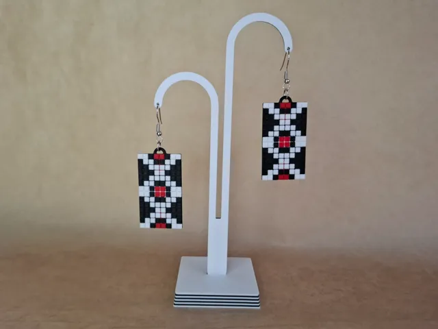 Guardian Pattern Earrings Minimal Folk Pixel Style