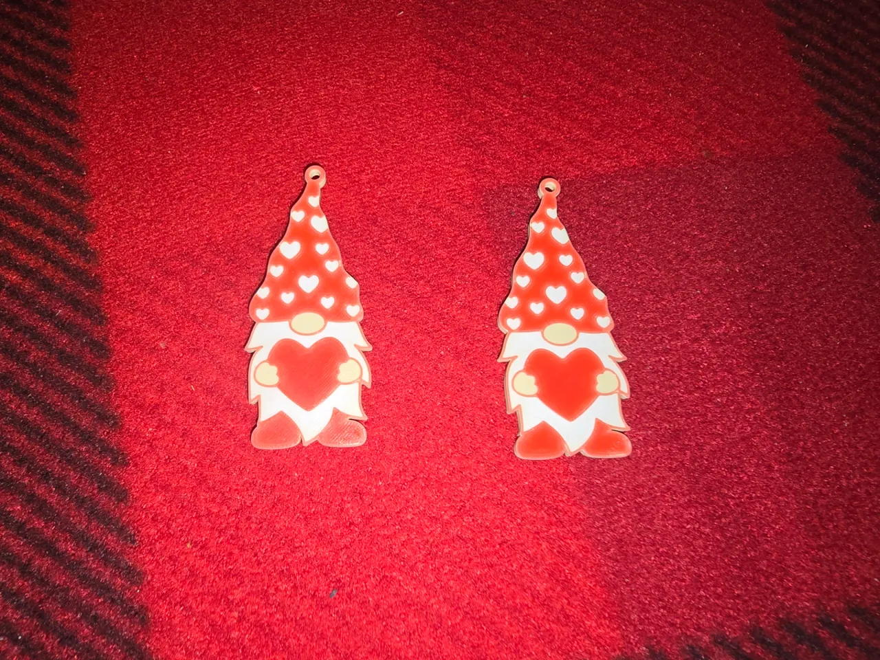 Gnome Valentines Day Heart Earrings view 2