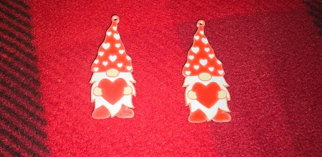 Gnome Valentines Day Heart Earrings