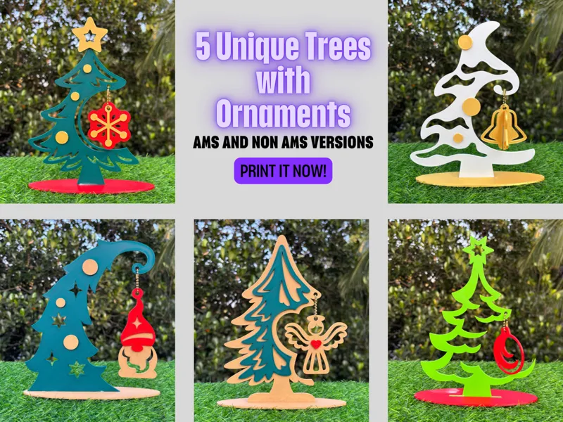 5 Unique Christmas Tree Models with Ornaments