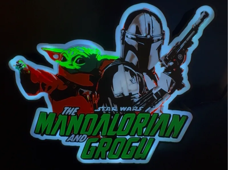 Mandalorian and Grogu Lightbox | Star Wars decor