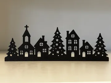 Soporte: Christmas Village Silhouette – Church & Houses — vista de referencia 3
