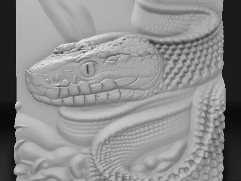 Embossed picture of a snake