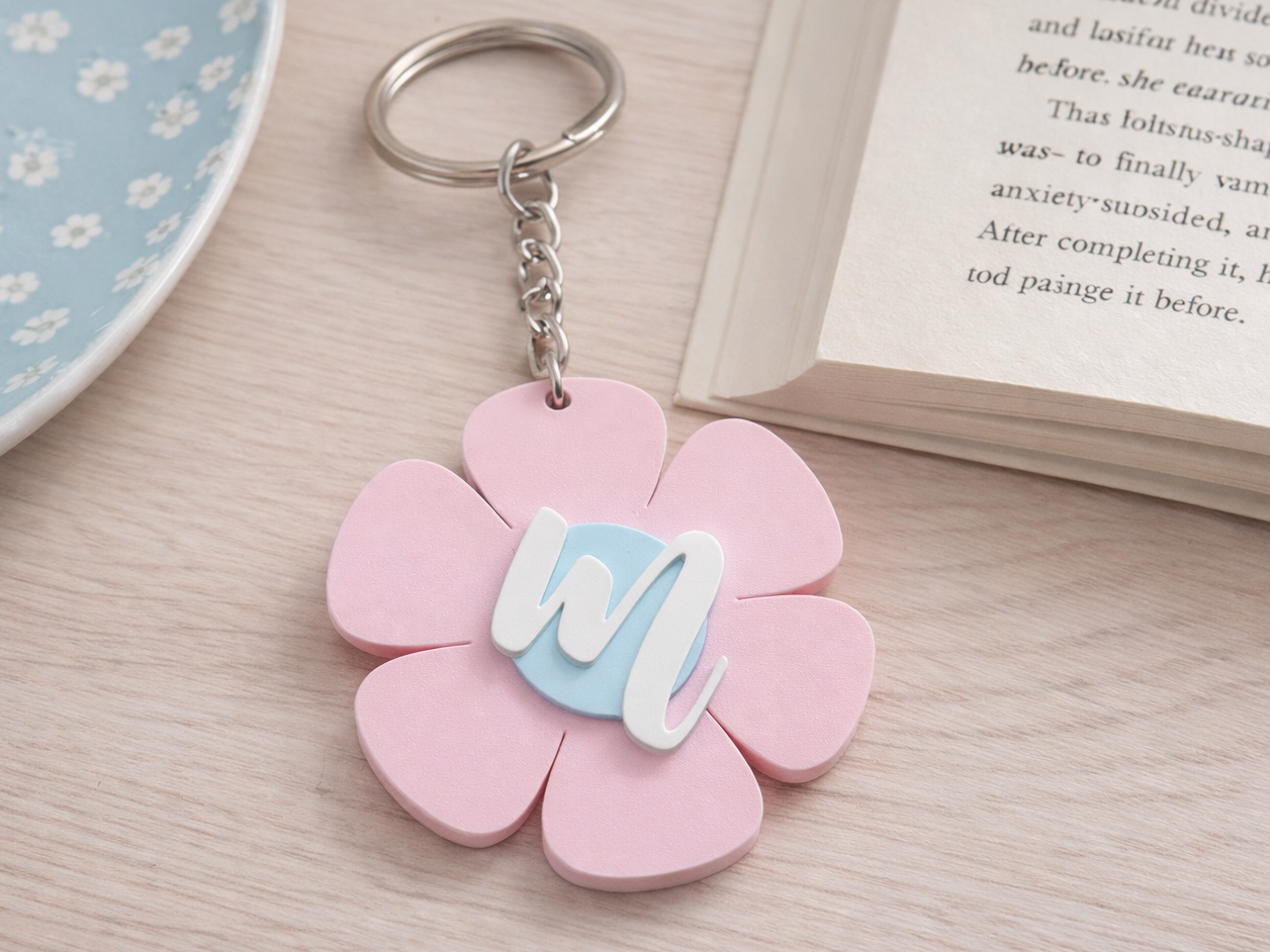 Flowers with initials from A to Z keychain