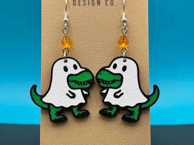 Dinosaur Ghost Halloween Earrings!