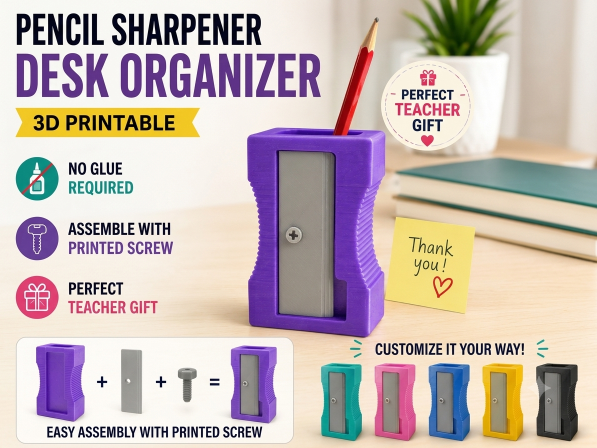 Pencil Sharpener Desk Organizer – No Glue Needed!