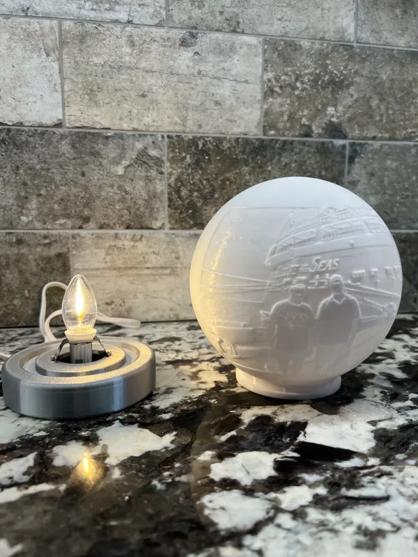 Socle lumineux pour globe lithophanie