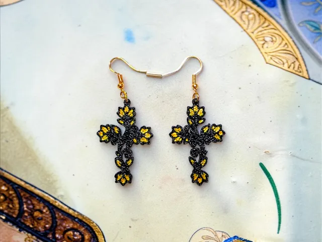 Bloom cross earrings