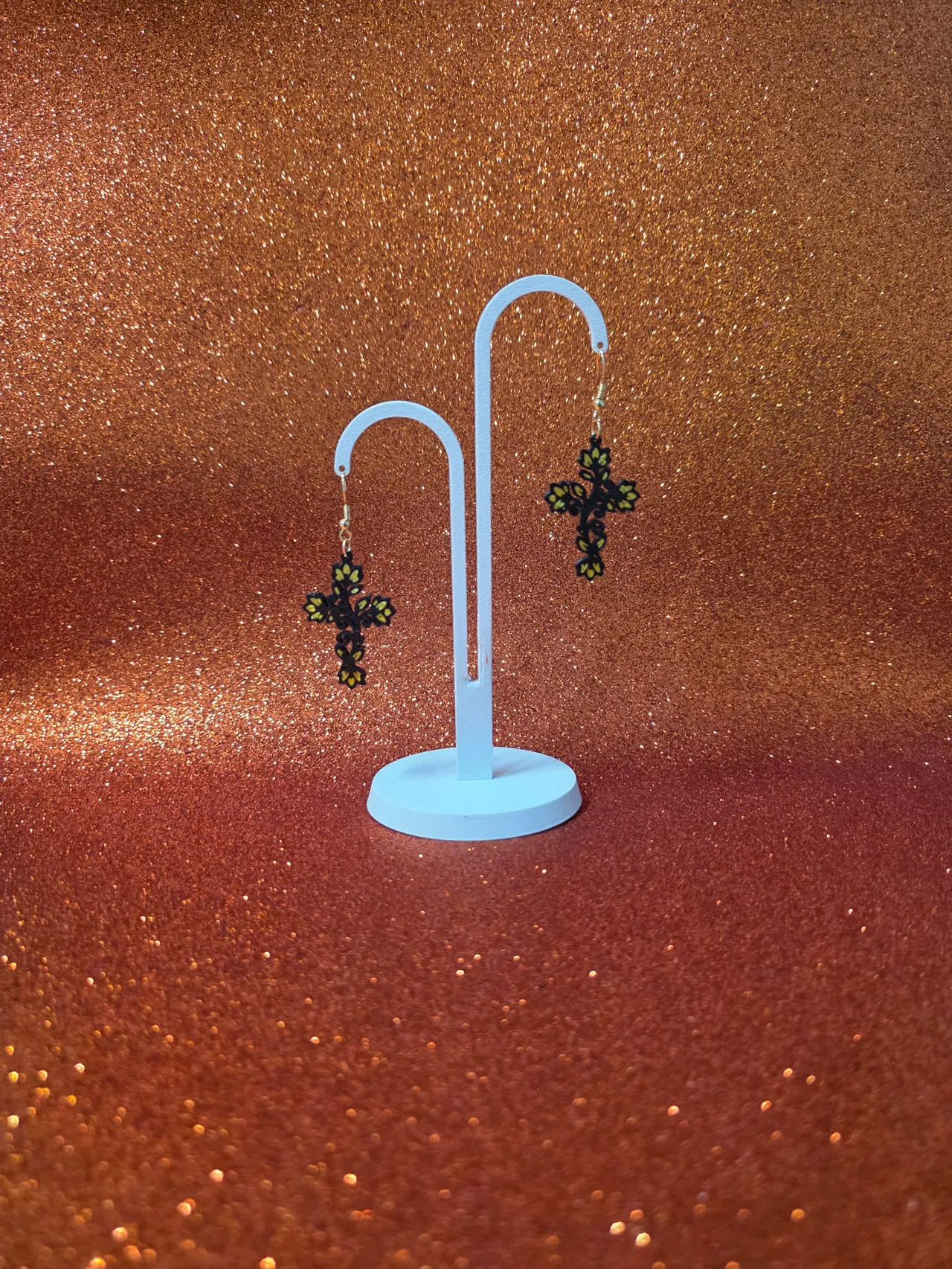 Bloom cross earrings view 3