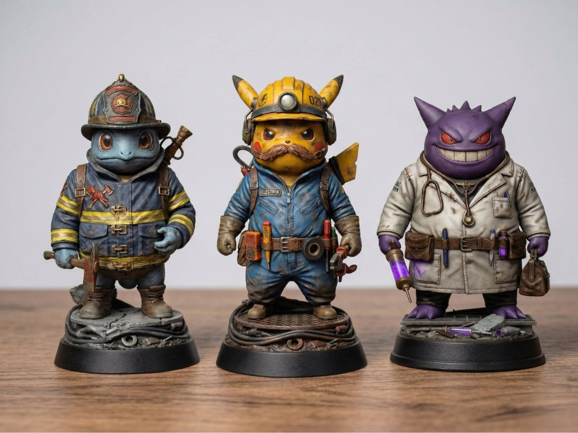 Pokemon at work - Pikachu, Squirtle and Gengar