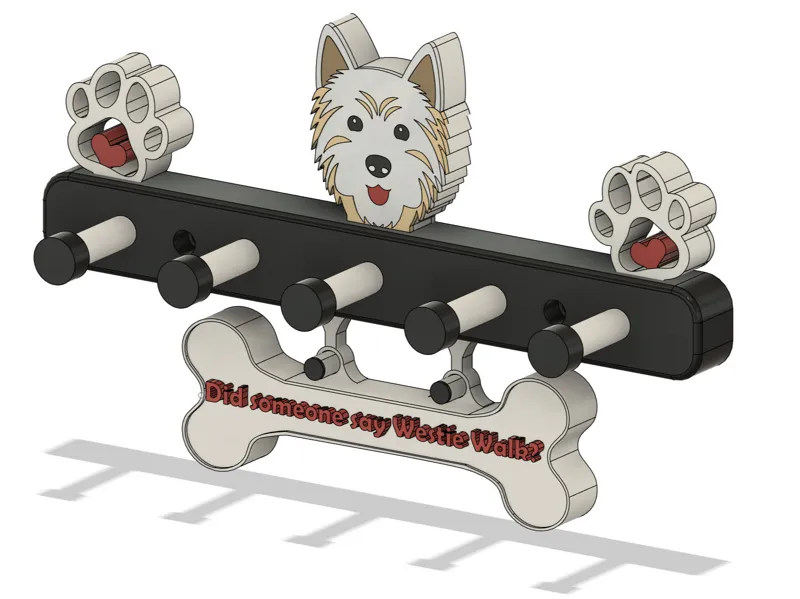 Westie Dog Leash Wall Mounted Rack