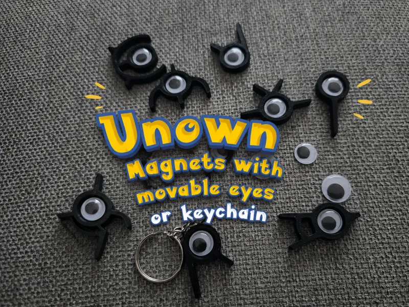 Unown imanes con ojos movibles o llavero Pokemon