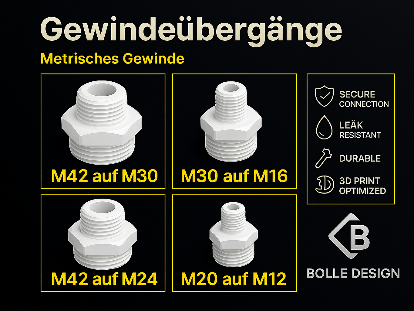 Übergänge Metrisches Gewinde von M42 bis M8