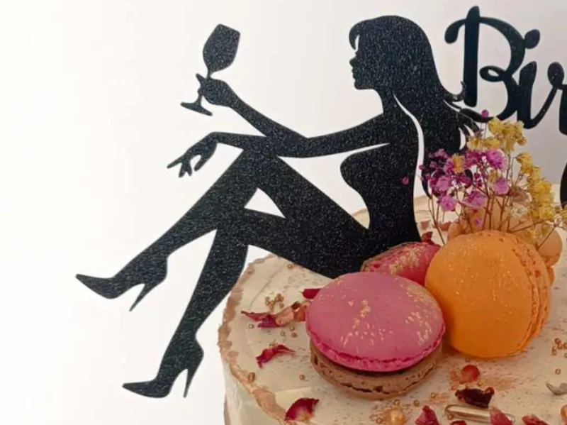 Cake Topper - Birthday Girl glass of wine