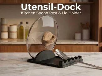 Utensil-Dock: Kitchen Spoon Rest & Lid Holder