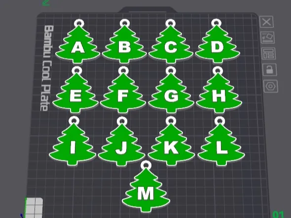 xmas-tree alphabet A-M-keychains free commercial