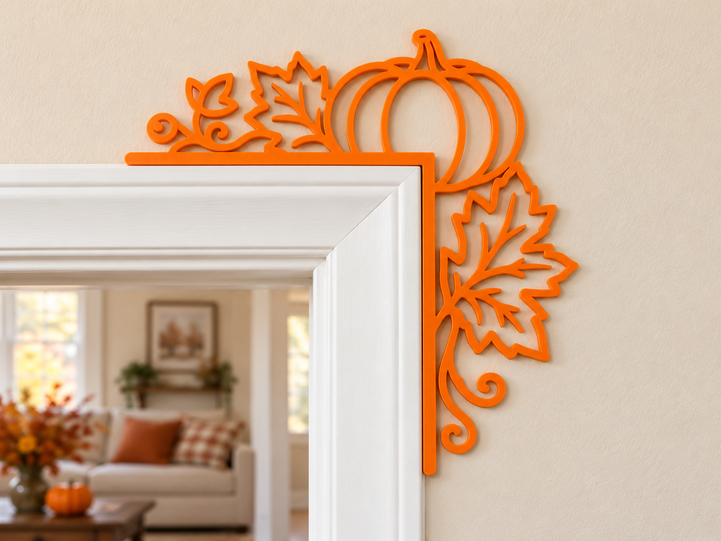 Pumpkin & Maple Leaf Door Corner, Fall Decor - 3D printed Decor, in stock in India