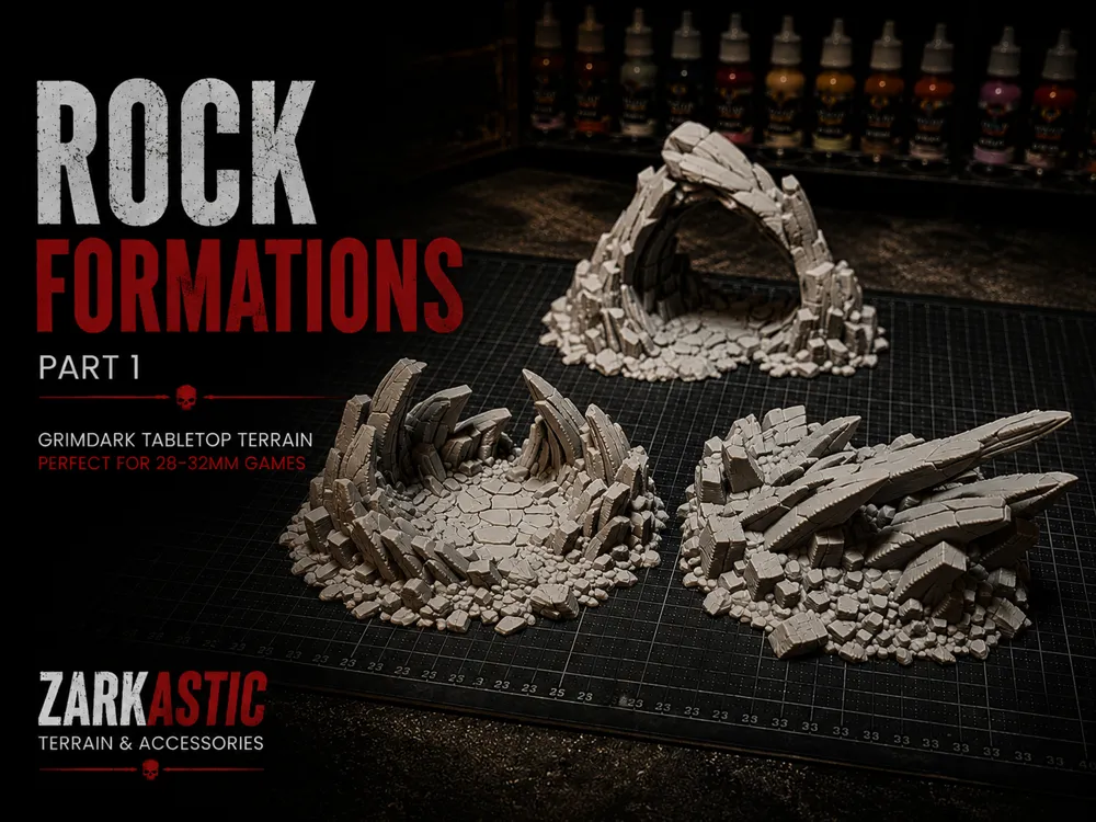 Escenografía en miniatura: Grimdark Rock Formations – Part 1. Referencia del modelo original.