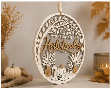 Modelo para impresión 3D: Wand- & Fensterbild Herbstzauber-Boho — vista de referencia 3