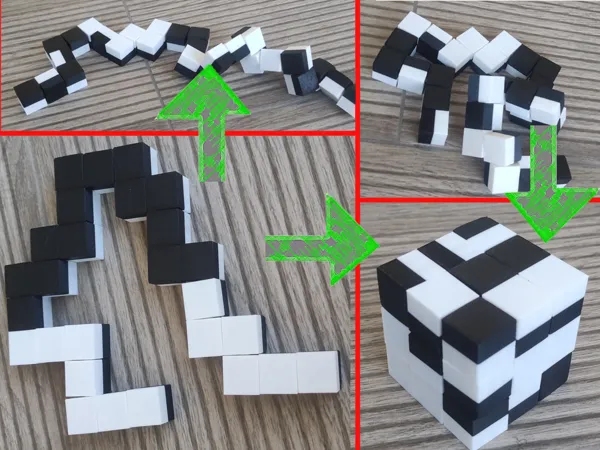 Casse-tête serpent de cubes rotatif
