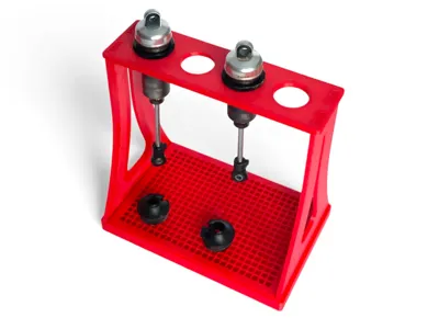 RC shock absorber support and oil drain pan