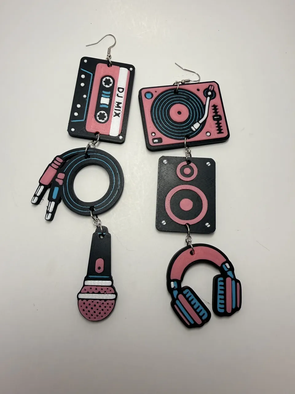 Ridiculously large 80's DJ earrings view 3