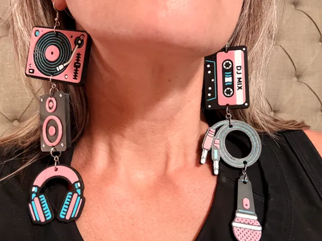 Ridiculously large 80's DJ earrings