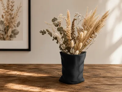 Rustic Jute Sack Vase – Dried Flowers, Pens & More