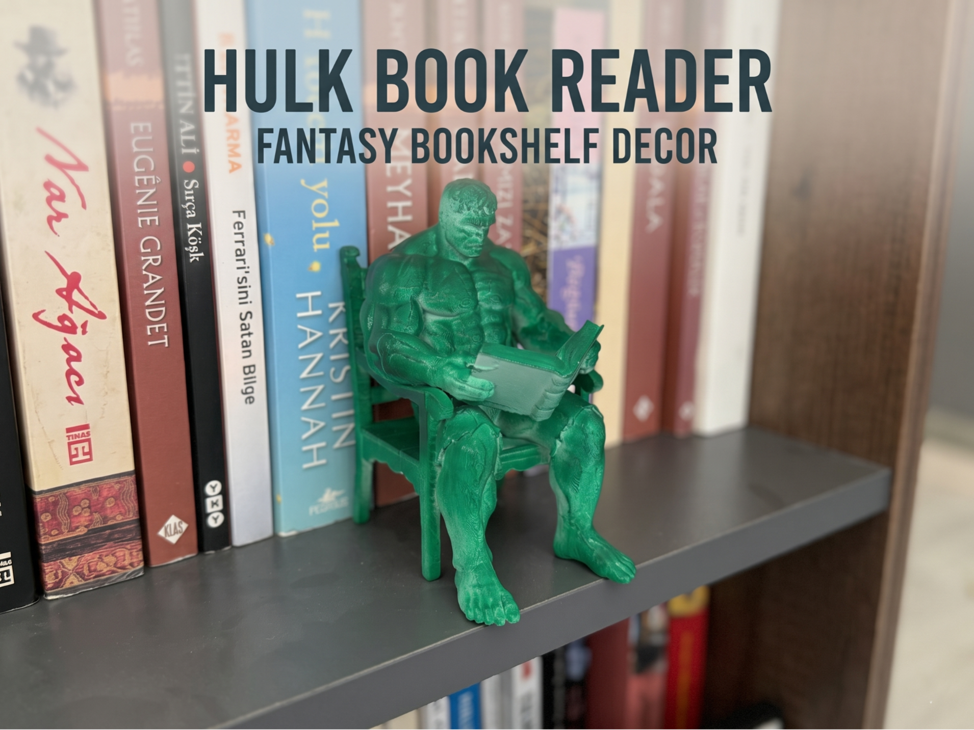 Hulk Book Reader – Fantasy Bookshelf Decor