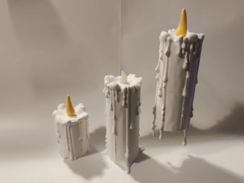 9 Diff. Dripping Candles - Printed & LED flame