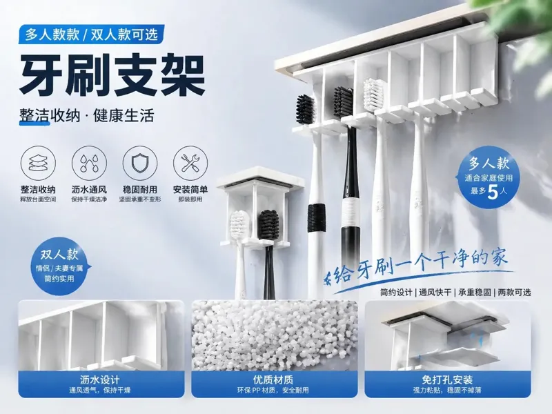 牙刷架｜多人款｜可粘贴｜一小时打印