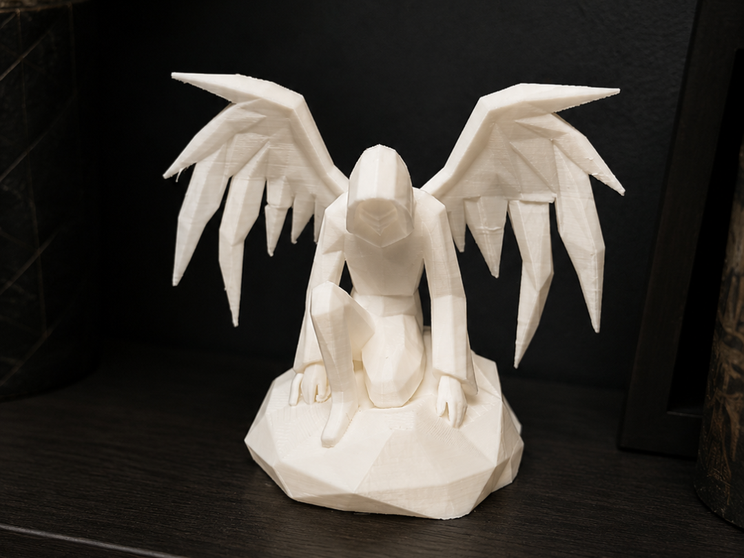 Dark Angel Guardian – Low Poly Fantasy Statue 3D