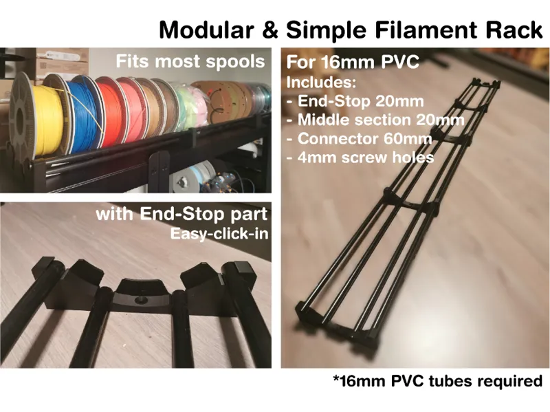 Simple Filament/Spool Rack (PVC pipes)