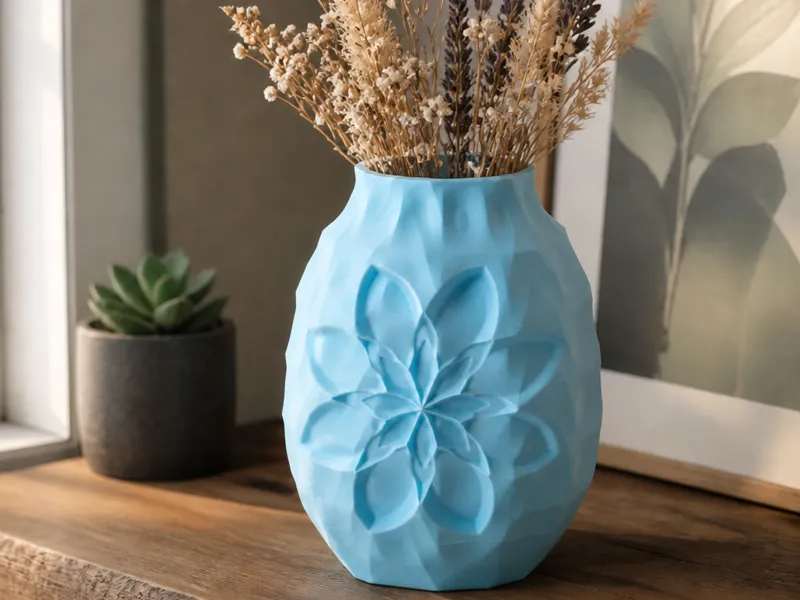 Blue Lotus Geometric Vase - Minimalist Decor