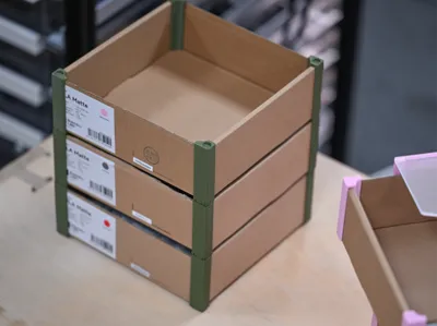 Stackable Corner Protectors and Drawer Cabinet for Old Official Filament Packaging Boxes