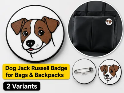 Dog Jack Russell Badge for Bags & Backpacks