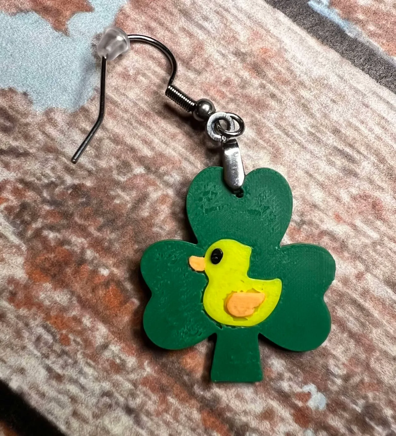 shamrockduckearringsolid view 4