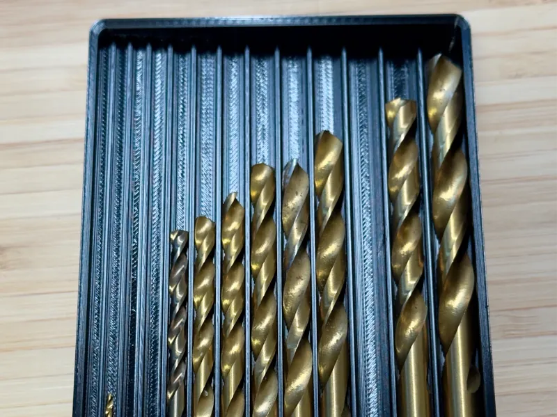 Slim (2U) stackable drill bit tray (2-8mm)