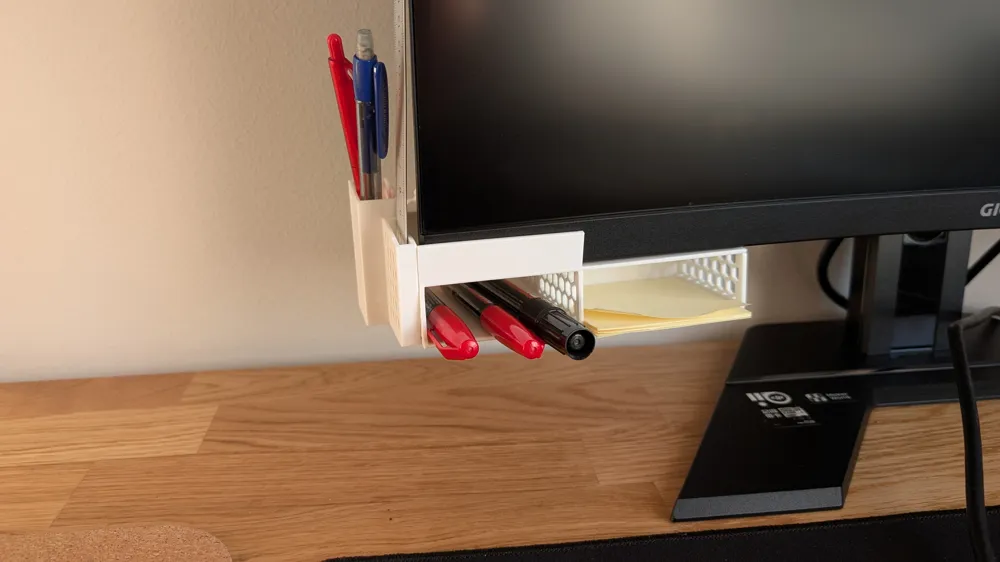 Monitor Ruler 3d Printer Under monitor Pen & Ruler Holder V2 - Free 3D Print Model - MakerWorld