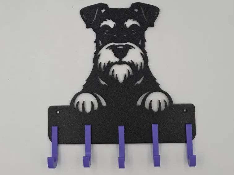 Dog Leash & Collar Holder, Miniature Schnauzer