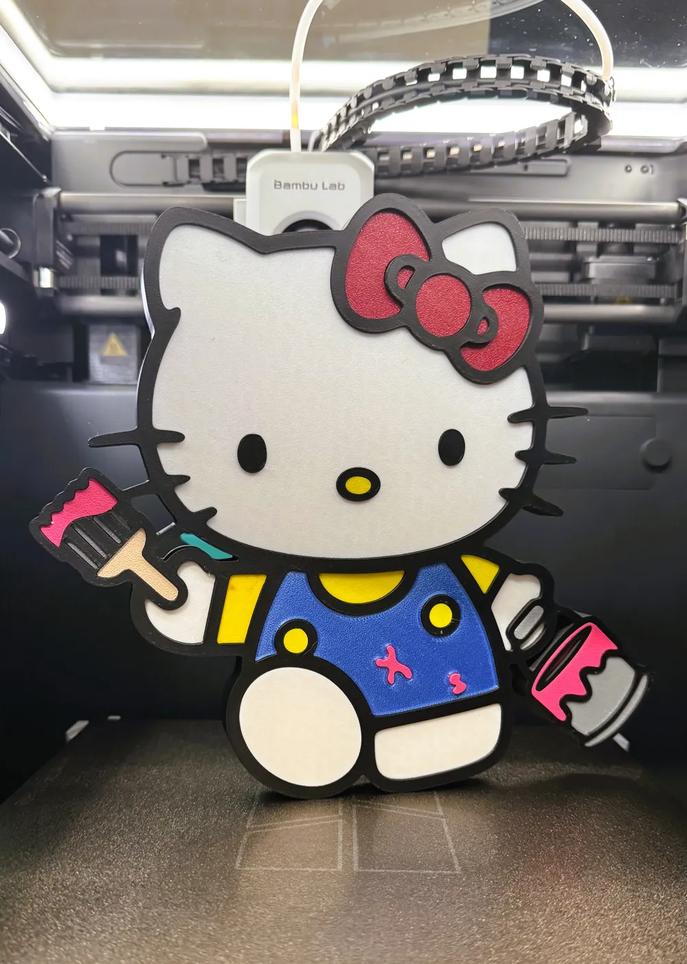 Hello Kitty (NO AMS) Wall Art - Free 3D Print Model - MakerWorld