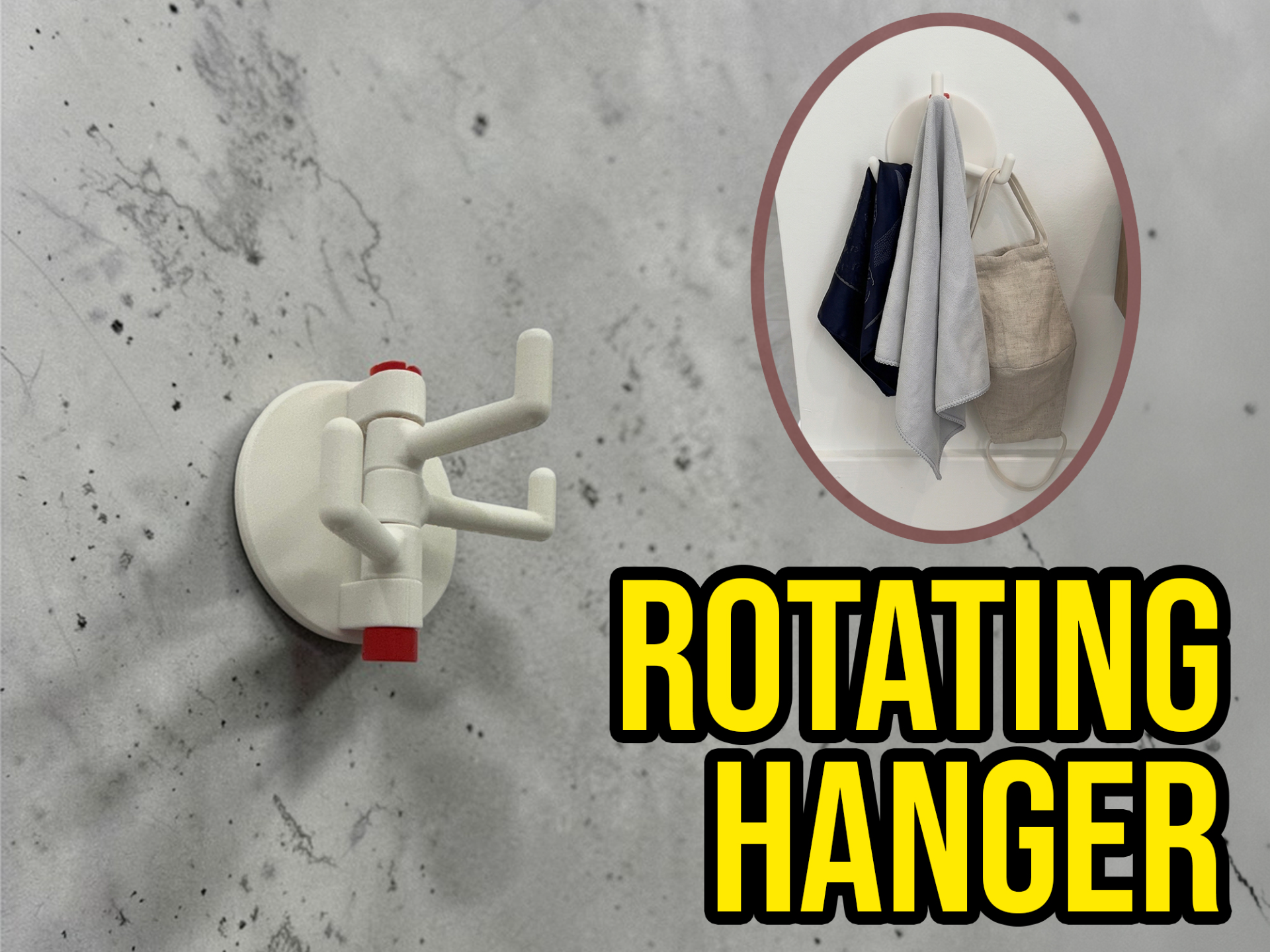 Space Saving Rotating 3 Hook Wall Hanger